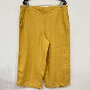 J.Jill Love Linen 100% Linen Mustard Yellow Wide Leg Pants Women’s Size Large